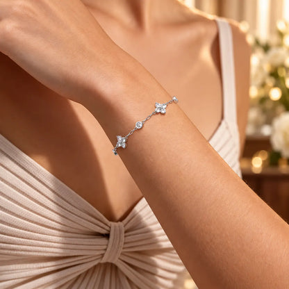 Ornarelle Four Leaf Flower Zirconia Bracelet