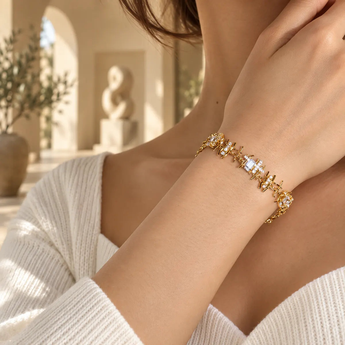 Ornarelle 18K Gold Plated Zirconia Bracelet