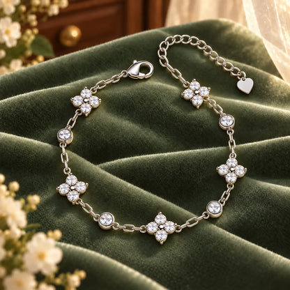Ornarelle Four Leaf Flower Zirconia Bracelet